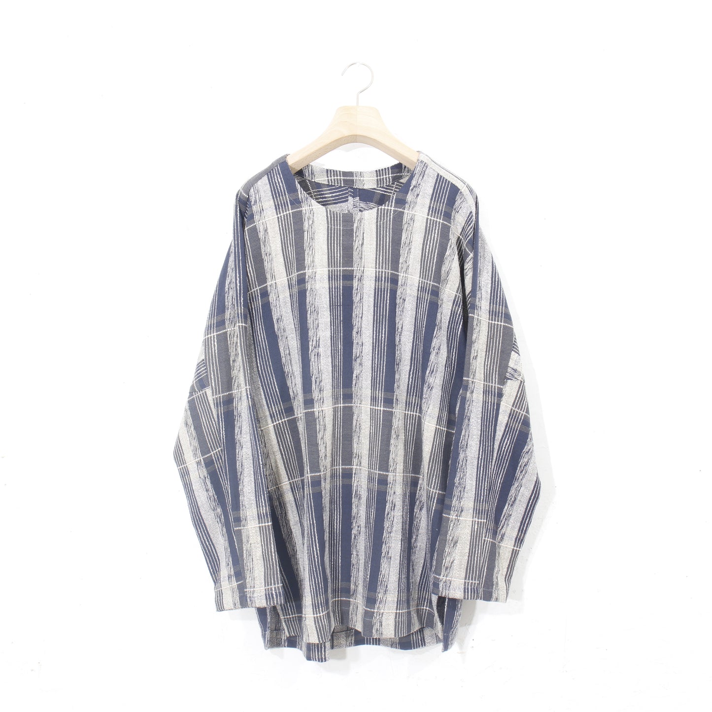 Blue Check Khadi Long Pullover