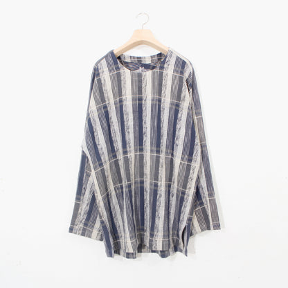 Blue Check Khadi Long Pullover