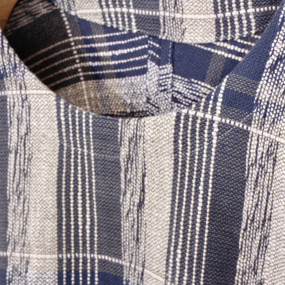Blue Check Khadi Long Pullover