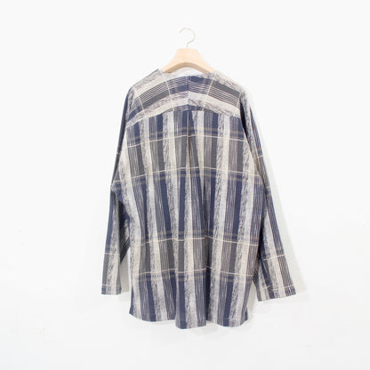Blue Check Khadi Long Pullover