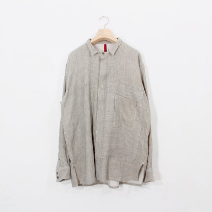 Khadi Hickory Pasted Flyfront Shirts / beige
