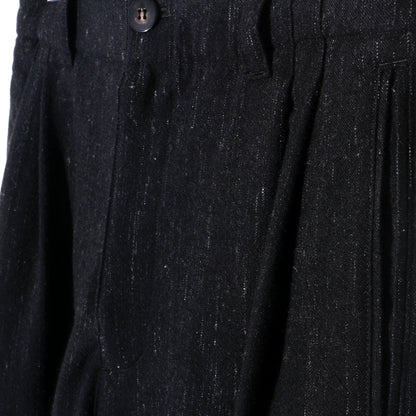 Cosmos wool 2tuck trousers / black