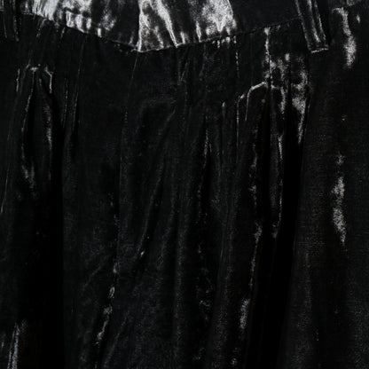 Velvet Accordion Wide Trousers / Dusty Black