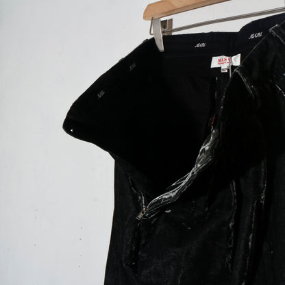 Velvet Accordion Wide Trousers / Dusty Black