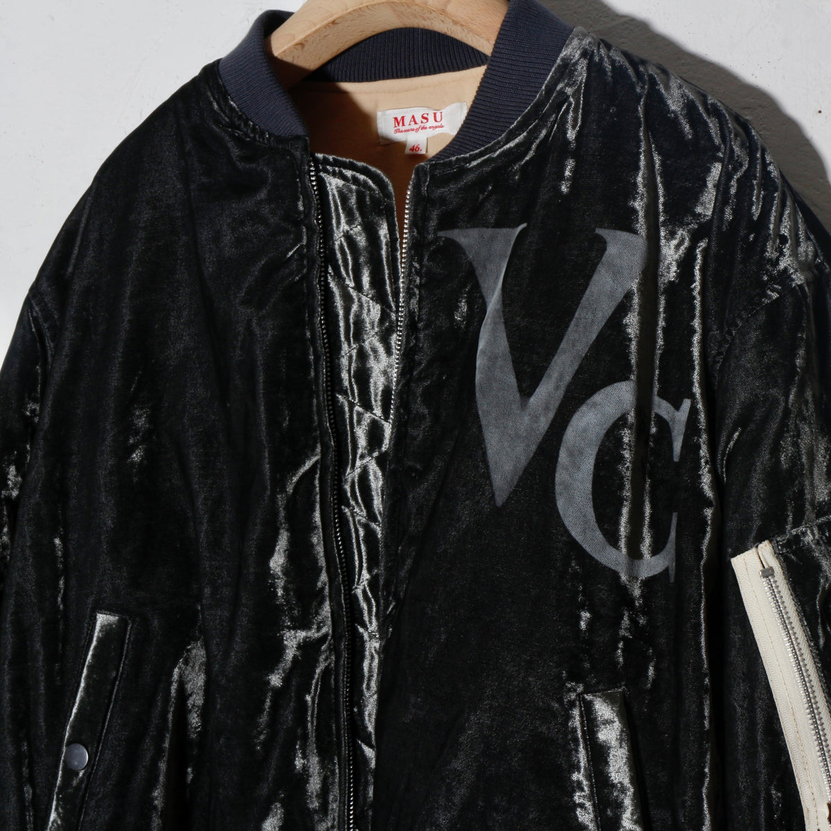 Vc Velvet Puffer Bomber Jacket / Dusty Black