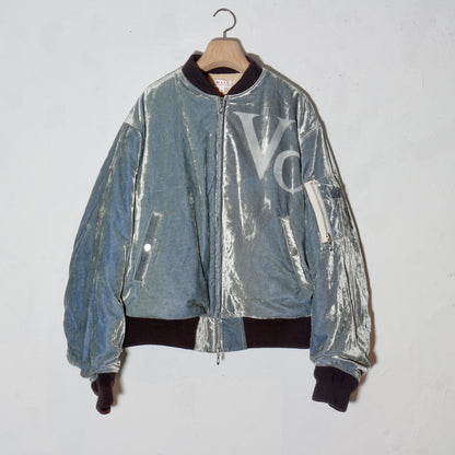 Vc Velvet Puffer Bomber Jacket / dusty blue