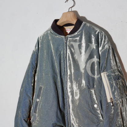 Vc Velvet Puffer Bomber Jacket / dusty blue