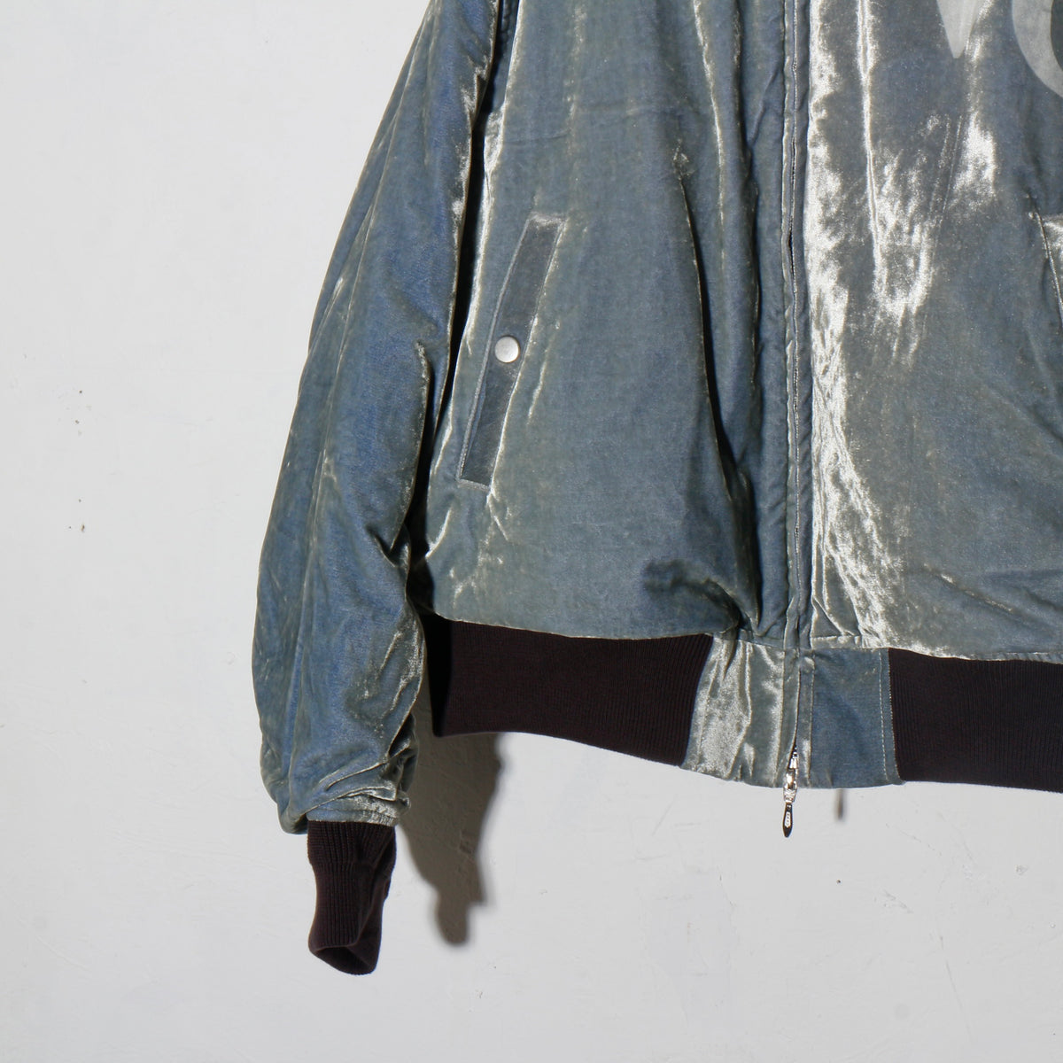 Vc Velvet Puffer Bomber Jacket / dusty blue