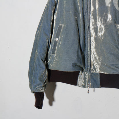 Vc Velvet Puffer Bomber Jacket / dusty blue