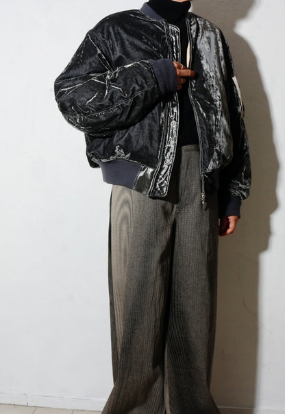 Vc Velvet Puffer Bomber Jacket / Dusty Black