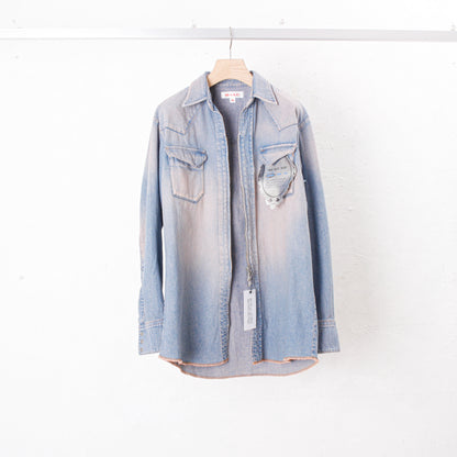 "MASUBOYS"   WESTERN SHIRT (OVER DYE) / PINK INDIGO