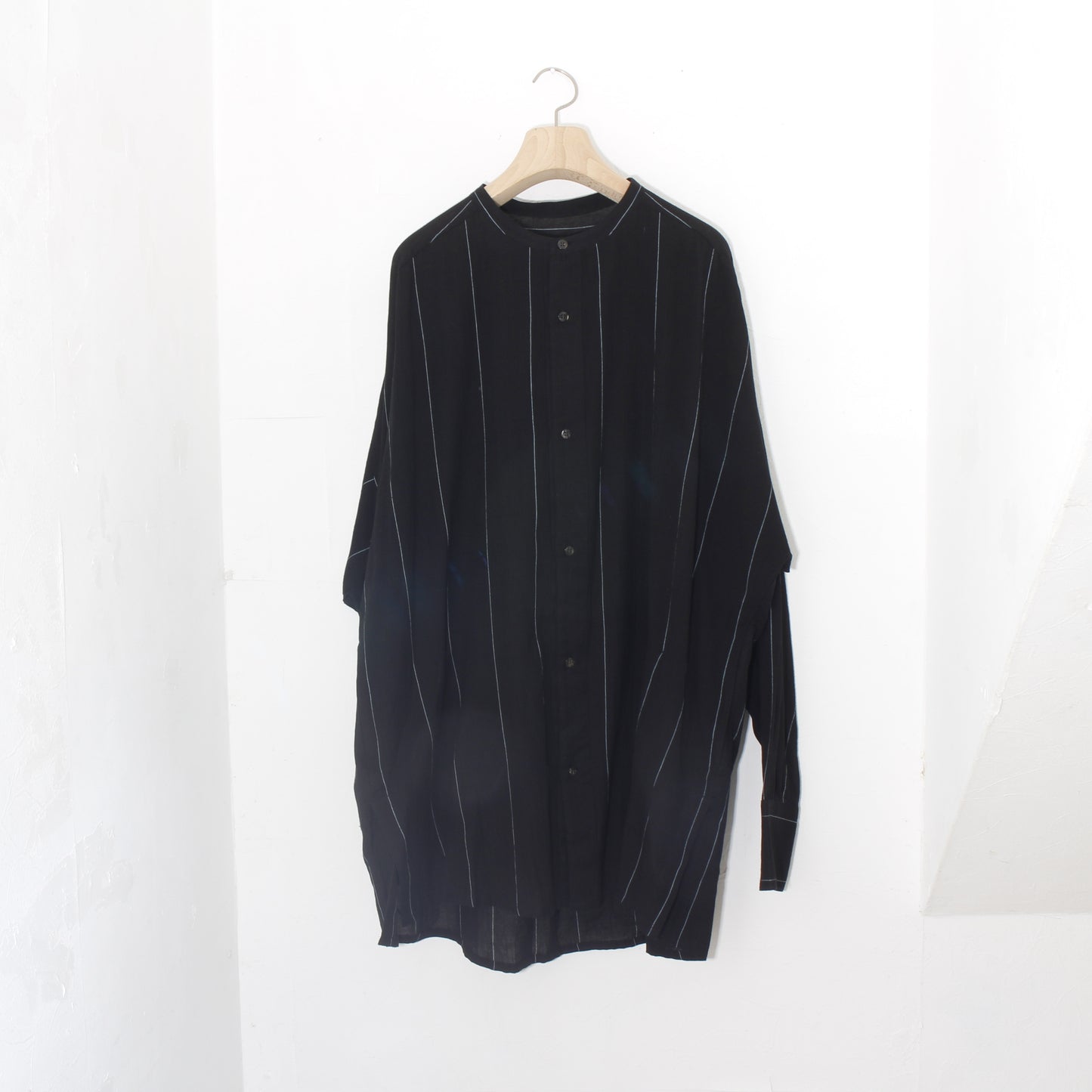 Pin-stripe KhadiCotton Long Shirt / 2wide stripe