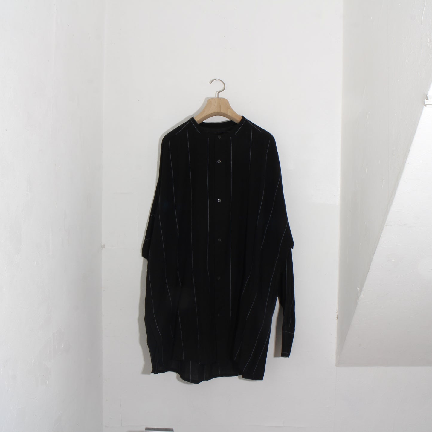 Pin-stripe KhadiCotton Long Shirt / 2wide stripe