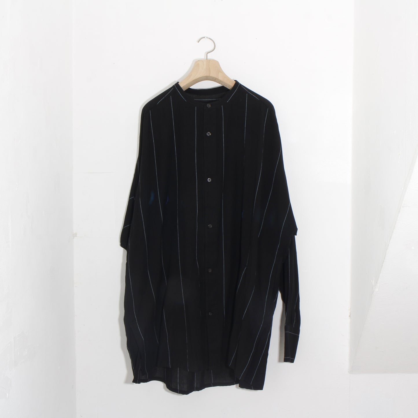 Pin-stripe KhadiCotton Long Shirt / 2wide stripe