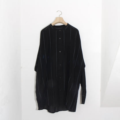 Pin-stripe KhadiCotton Long Shirt / 2wide stripe