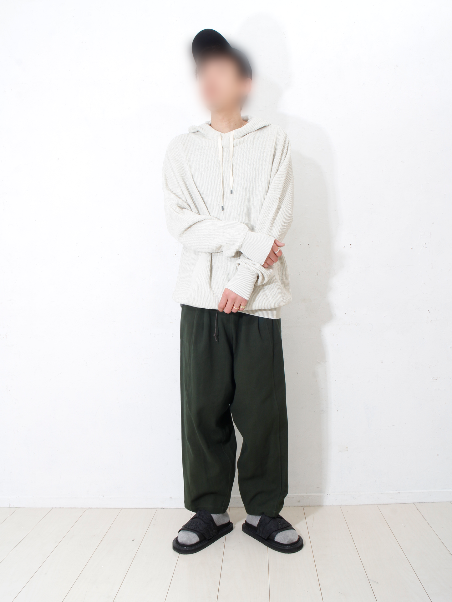 Cotton coarsely hoody /offwhite