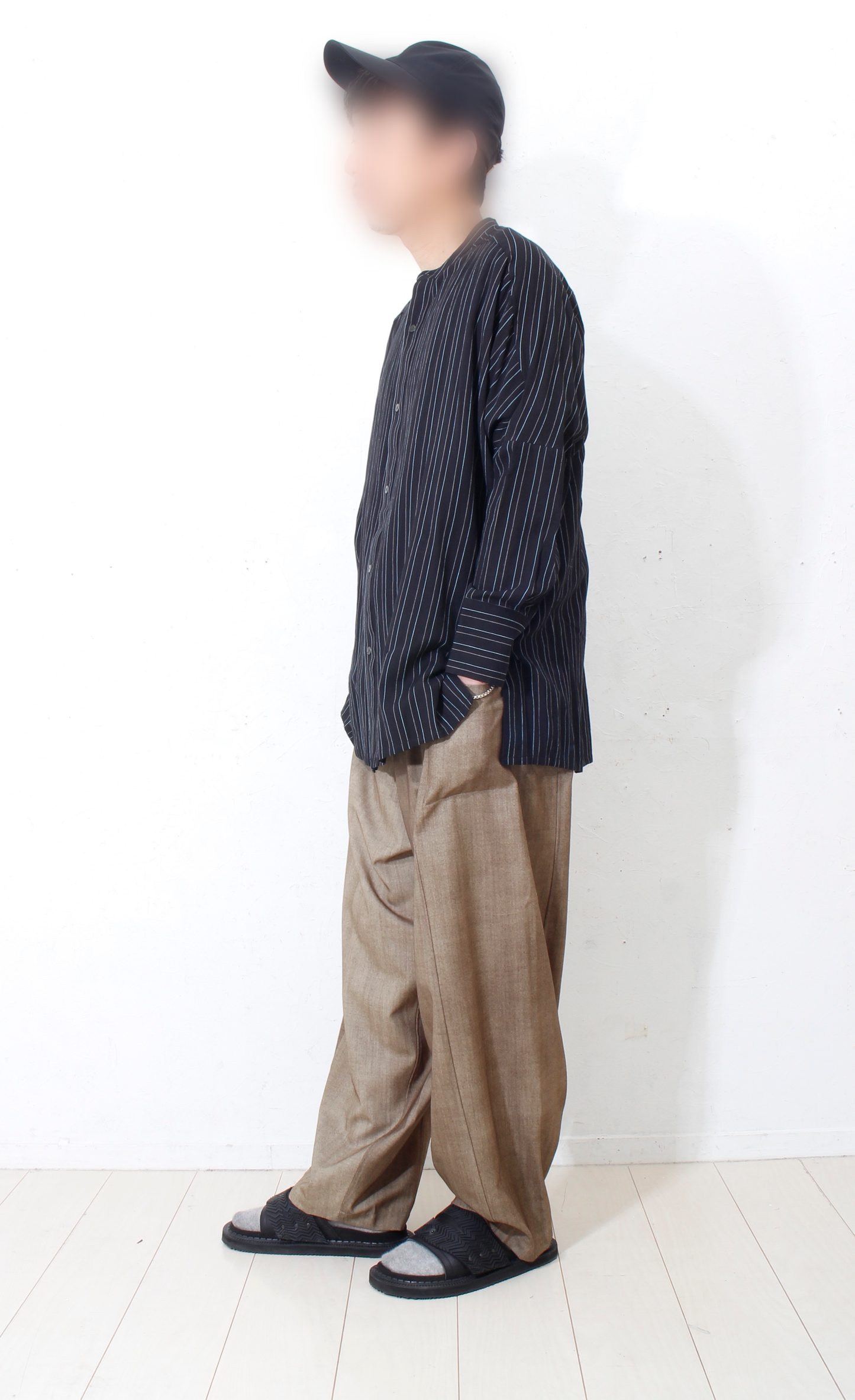 Uneven Dyed Switching Wide Pants / brown-beige