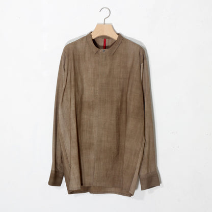 Uneven Dyed Fly Front Shirt  / yellow