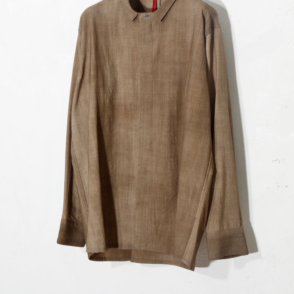 Uneven Dyed Fly Front Shirt  / yellow