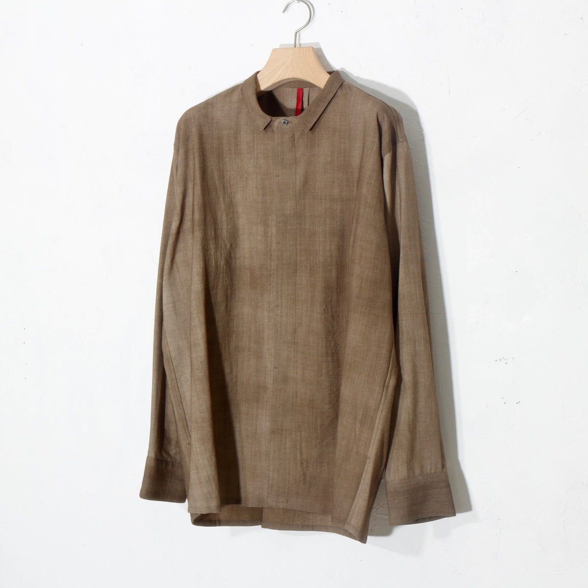 Uneven Dyed Fly Front Shirt  / yellow
