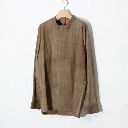 Uneven Dyed Fly Front Shirt  / yellow