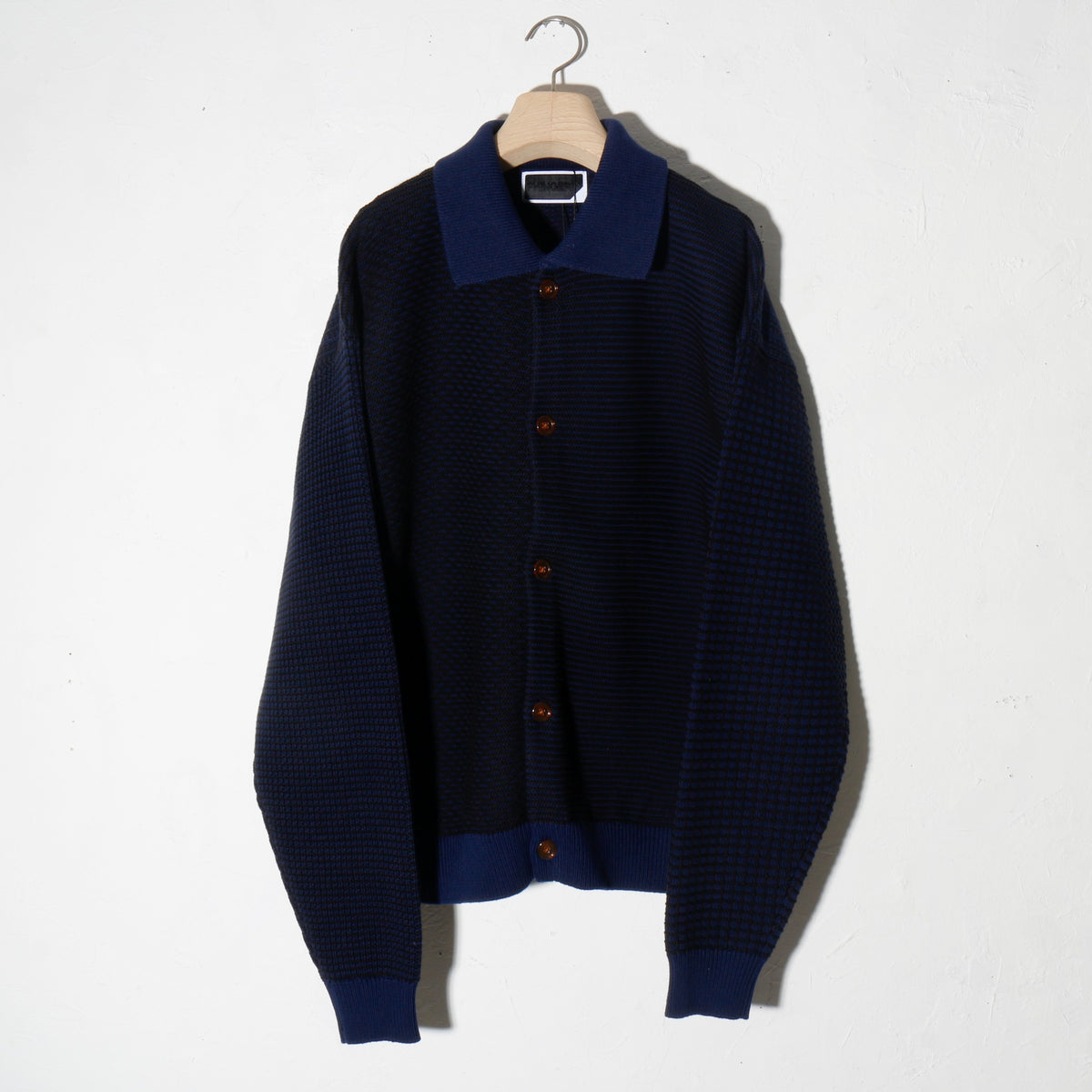 MULTI KNIT SHIRT JACKET / navy ×black