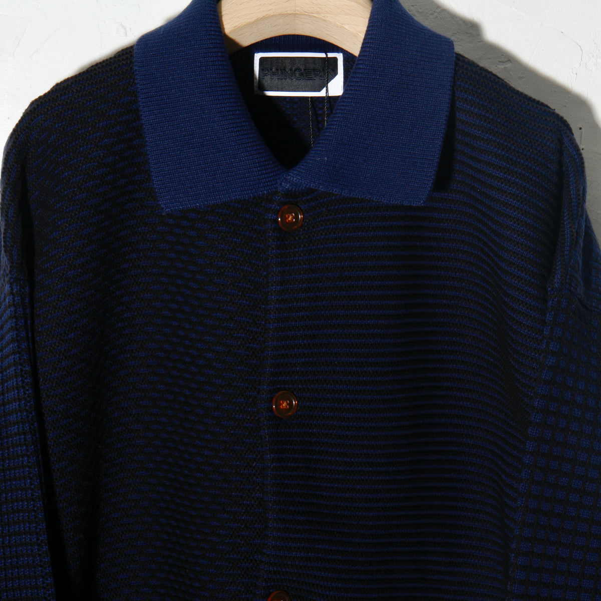 MULTI KNIT SHIRT JACKET / navy ×black