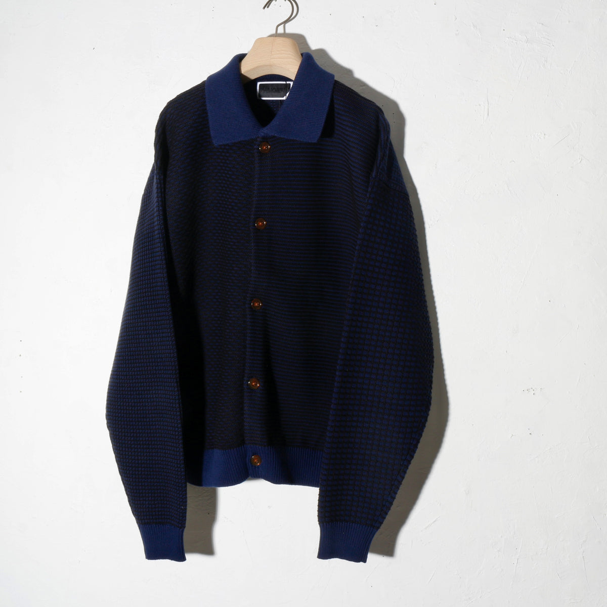 MULTI KNIT SHIRT JACKET / navy ×black