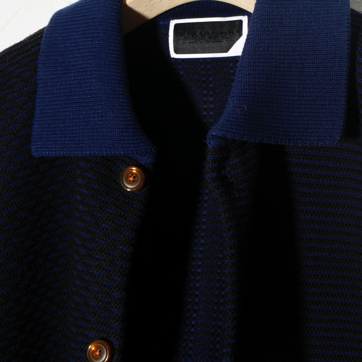 MULTI KNIT SHIRT JACKET / navy ×black