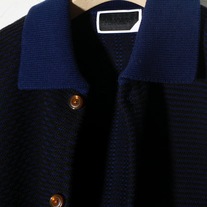MULTI KNIT SHIRT JACKET / navy ×black