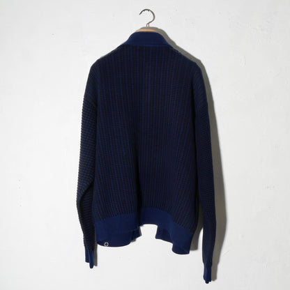 MULTI KNIT SHIRT JACKET / navy ×black