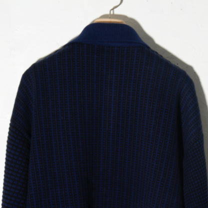 MULTI KNIT SHIRT JACKET / navy ×black