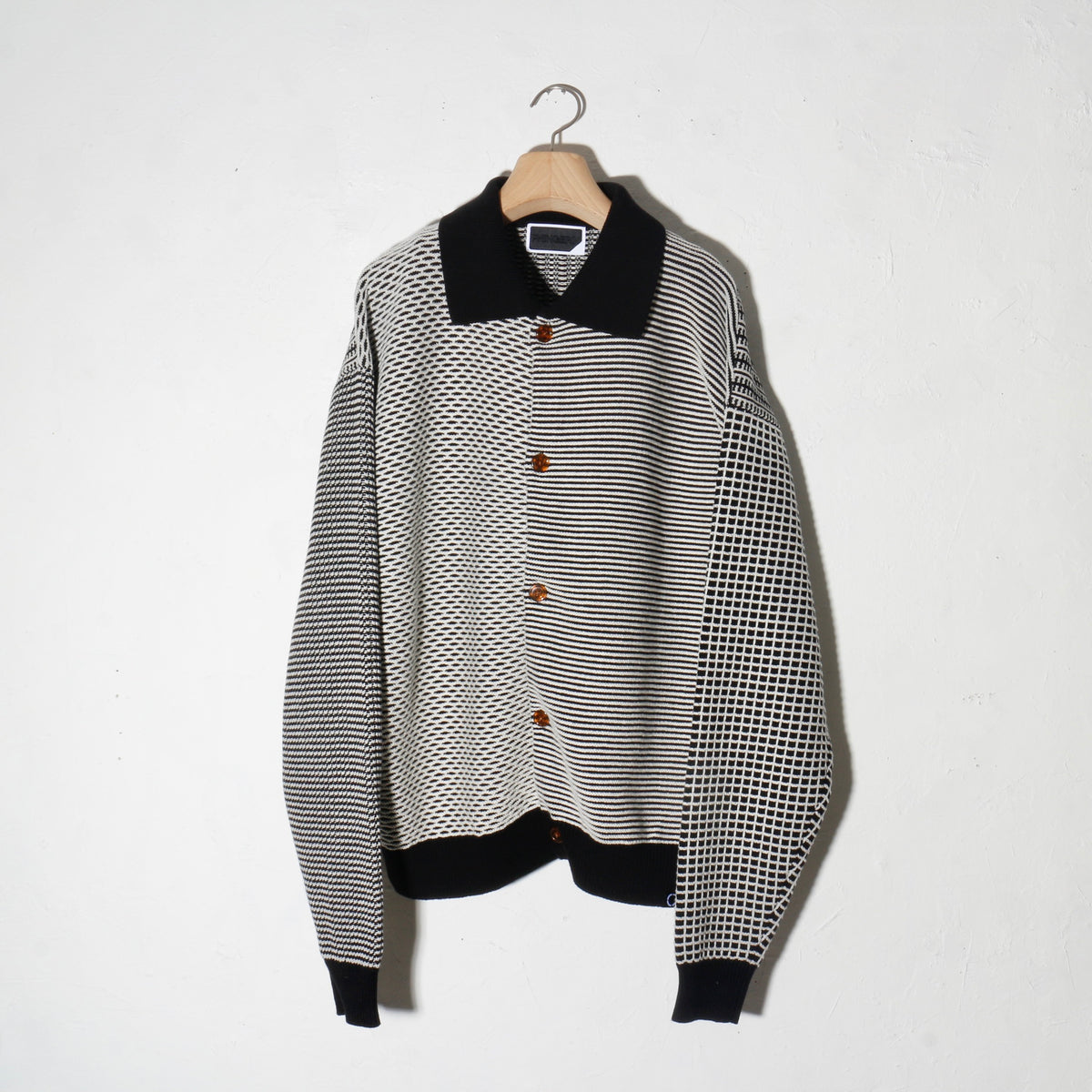 MULTI KNIT SHIRT JACKET / black×white