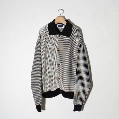 MULTI KNIT SHIRT JACKET / black×white