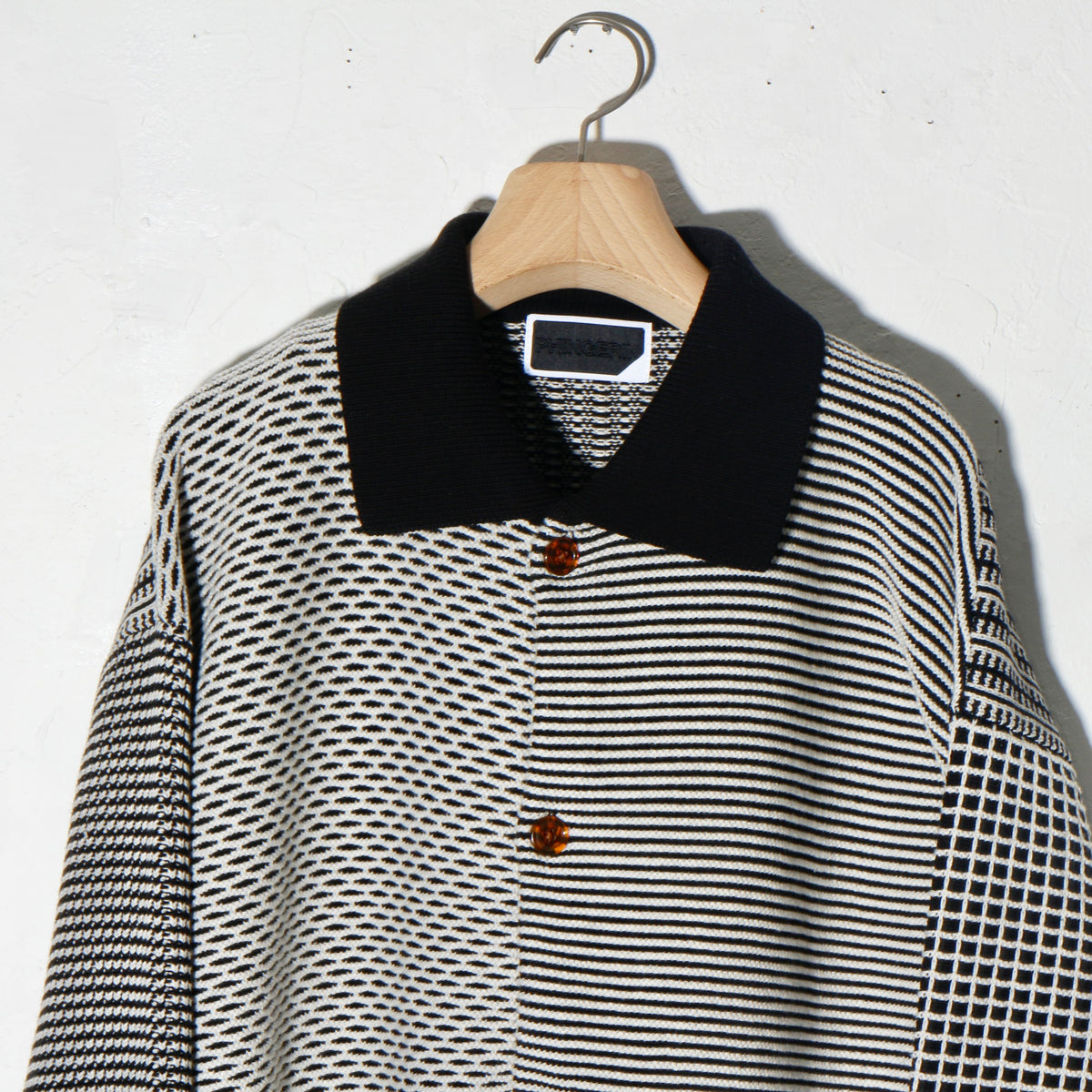 MULTI KNIT SHIRT JACKET / black×white