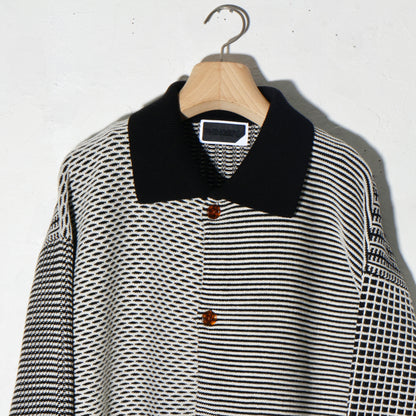 MULTI KNIT SHIRT JACKET / black×white