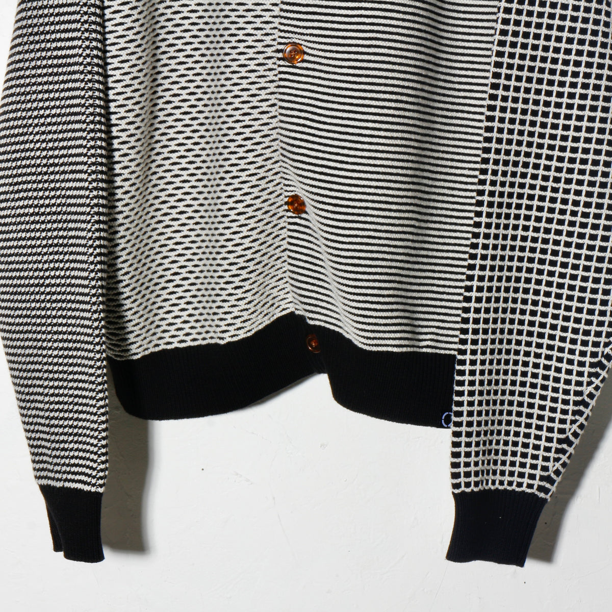 MULTI KNIT SHIRT JACKET / black×white