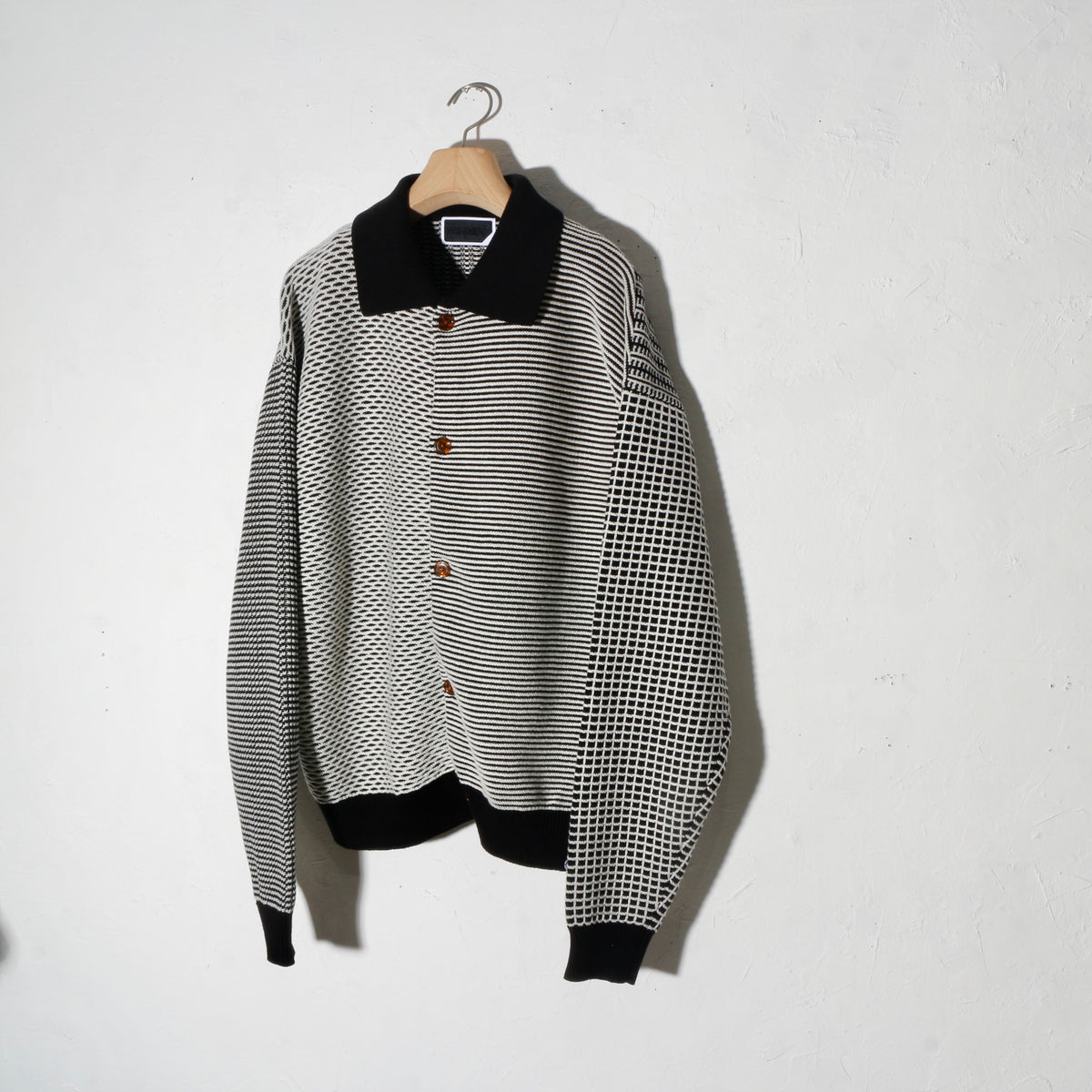 MULTI KNIT SHIRT JACKET / black×white