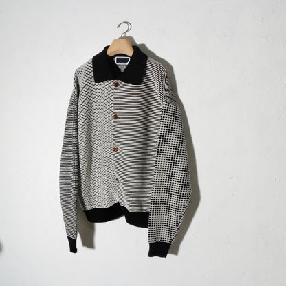 MULTI KNIT SHIRT JACKET / black×white