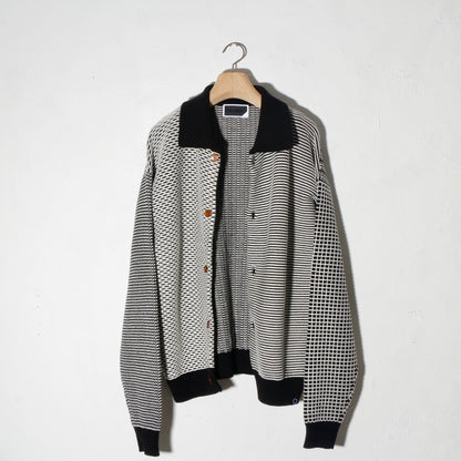 MULTI KNIT SHIRT JACKET / black×white