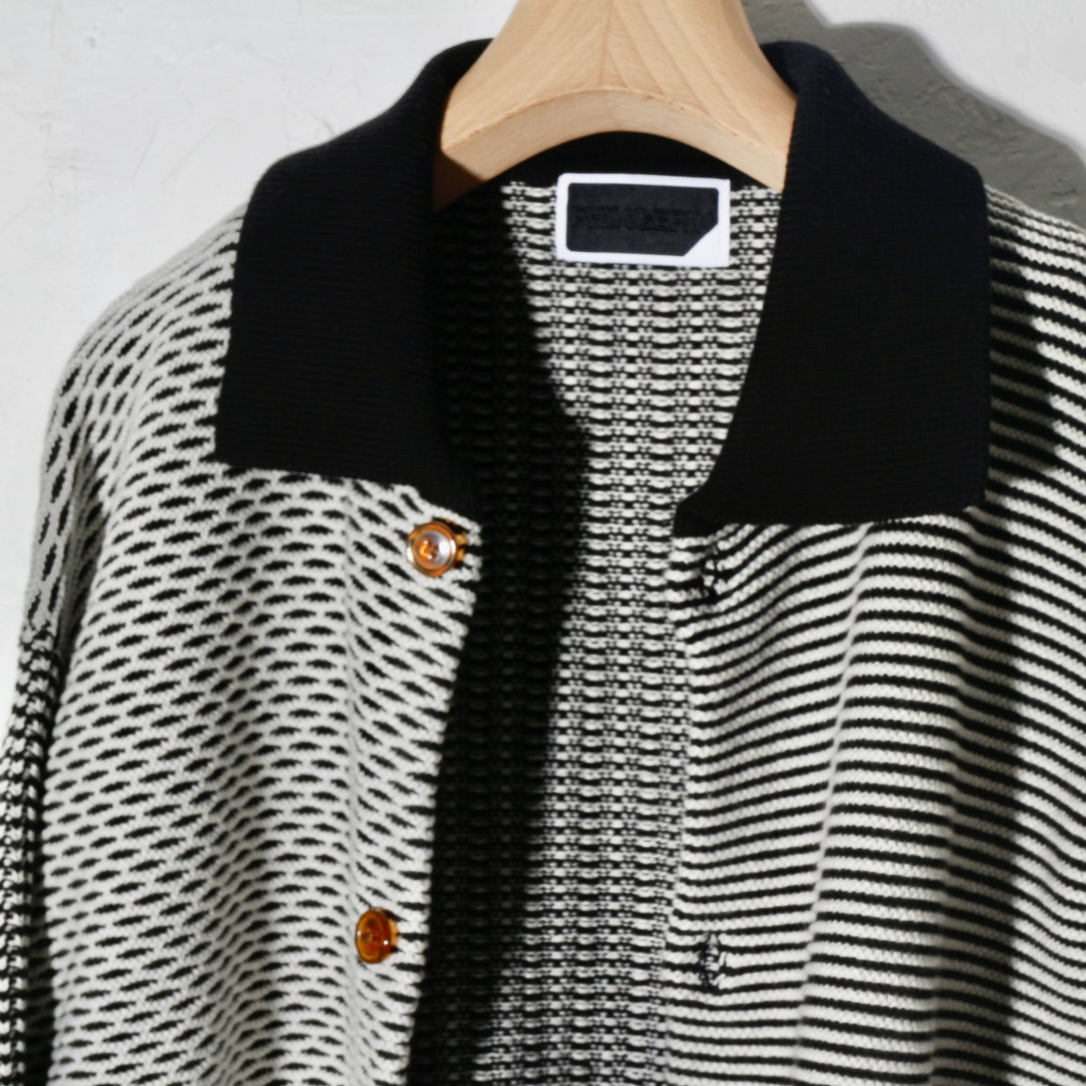 MULTI KNIT SHIRT JACKET / black×white