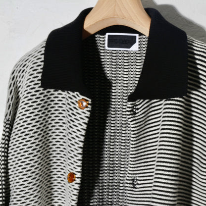 MULTI KNIT SHIRT JACKET / black×white