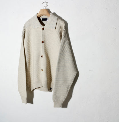 REFLECTIVE KNIT SHIRT JACKET /  oatmeal