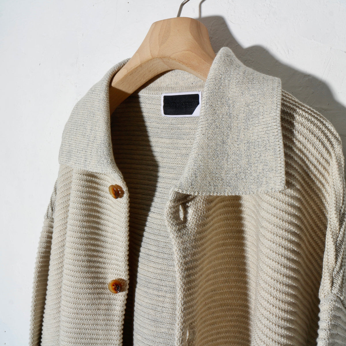 REFLECTIVE KNIT SHIRT JACKET /  oatmeal