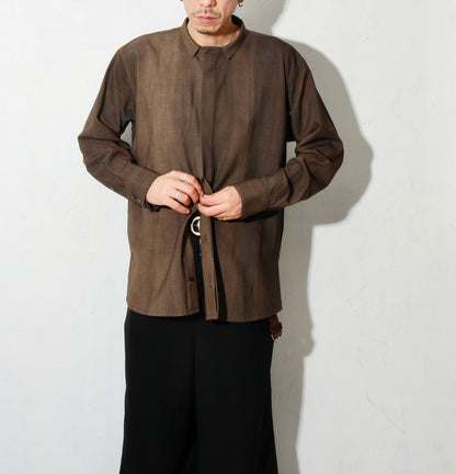 Uneven Dyed Fly Front Shirt  / charcoal