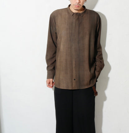 Uneven Dyed Fly Front Shirt  / charcoal