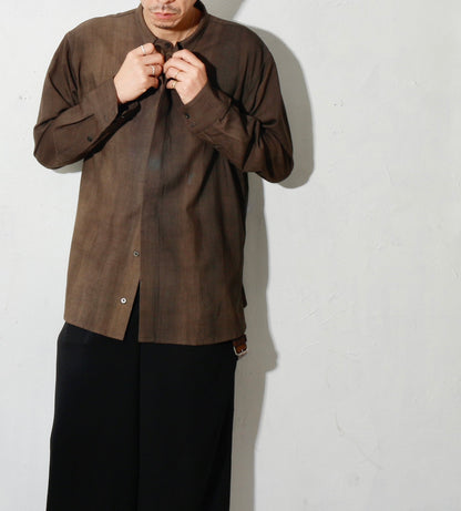 Uneven Dyed Fly Front Shirt  / charcoal