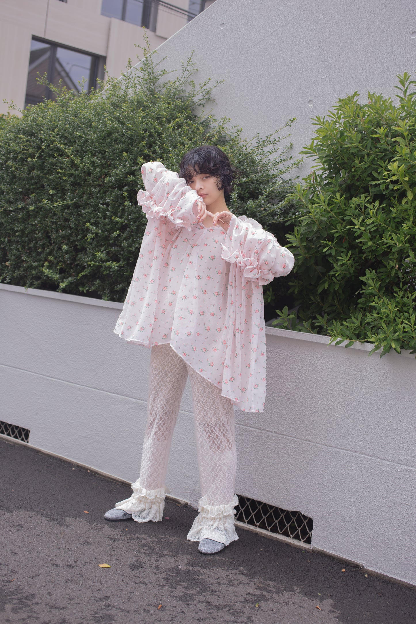 natsumi osawa/lace shibori pants #beige