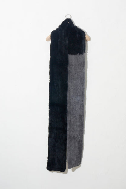 RABBIT FUR SCARF /   black × gray