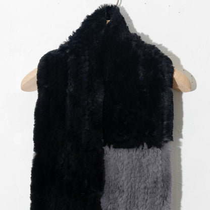 RABBIT FUR SCARF /   black × gray